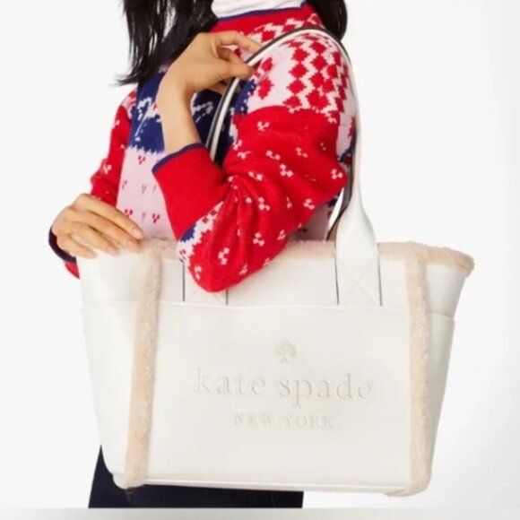 NWT Kate Spade Jett Faux Shearling Tote - Picture 1 of 8